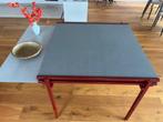 Uitschuifbare eetkamertafel met metalen frame, Ophalen, Gebruikt, Vintage, 50 tot 100 cm