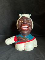 Spaarpot  Vrouw met blauwe sjaal., Verzamelen, Spaarpotten, Ophalen of Verzenden, Zo goed als nieuw, Metaal of Blik, Overige thema's