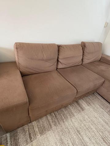 Bruine hoekbank, 290x190cm, nette staat beschikbaar voor biedingen