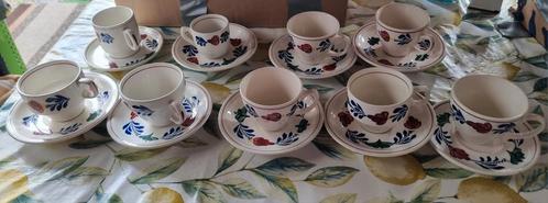Te.koop 9 Boerenbont servies kop en schotels. Bosch, Antiek en Kunst, Antiek | Servies compleet, Ophalen of Verzenden