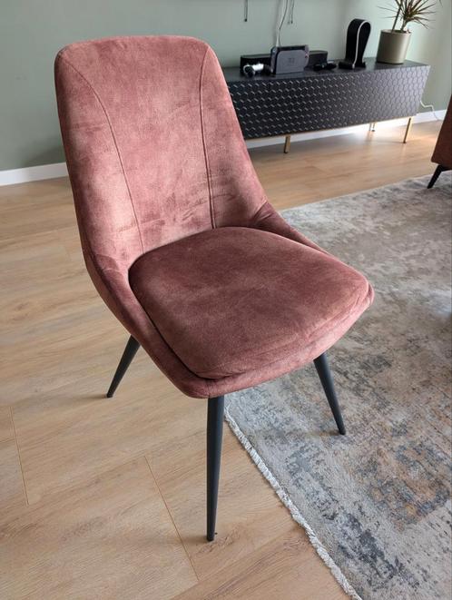 Bruin Rode Eetkamerstoel - Zo Goed Als Nieuw, Huis en Inrichting, Stoelen, Zo goed als nieuw, Eén, Metaal, Stof, Bruin, Ophalen of Verzenden