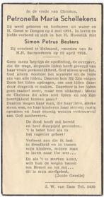 Petronella M. Schellekens 1894 Dongen + 1958 Helmond, 63 jr, Verzamelen, Bidprentjes en Rouwkaarten, Verzenden, Bidprentje