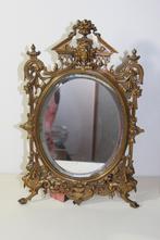 Antieke koperen tafelspiegel French Art Nouveau, Ophalen of Verzenden, Ovaal, Minder dan 50 cm, Minder dan 100 cm