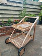 Teakhouten Serveerwagen met Dienbladen, Antiek en Kunst, Antiek | Meubels | Tafels, Ophalen of Verzenden