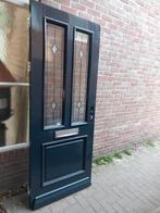 hardhouten voordeur met dubbele glas in lood erin, Doe-het-zelf en Verbouw, Deuren en Horren, Ophalen, Gebruikt, 80 tot 100 cm