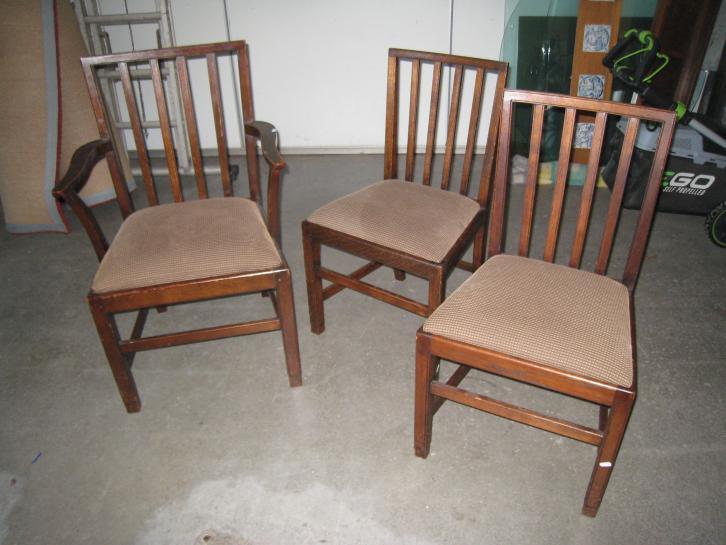 Set van 3 antieke Engelse stoelen, Antiek en Kunst, Antiek | Meubels | Stoelen en Banken