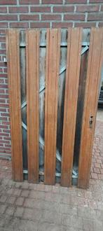 Houten poortdeur met stalen frame, Tuin en Terras, Tuinpoorten, Ophalen, Gebruikt, 100 tot 150 cm, Draaipoort