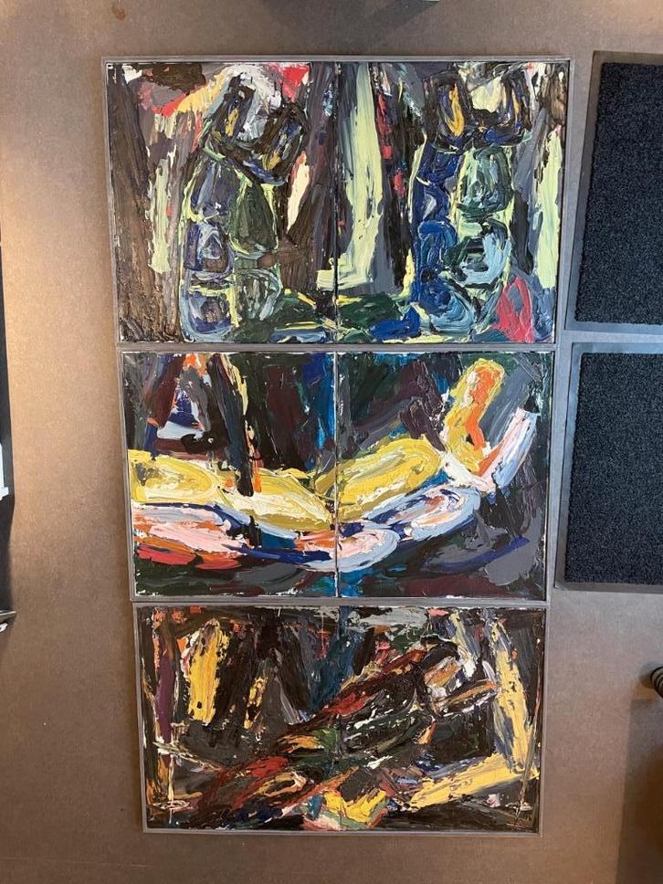 Peter Keizer -"Tent met rits" (3x) - olieverf op doek, Antiek en Kunst, Kunst | Schilderijen | Abstract, Ophalen