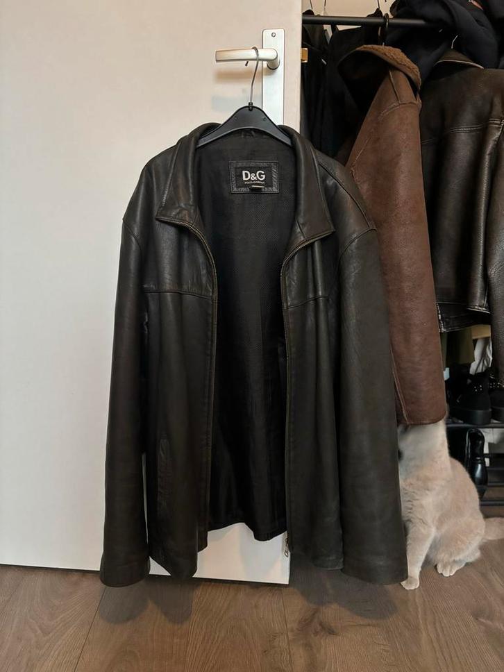 Vintage Dolce & Gabbana leren jas - Mid 90's, Kleding | Heren, Jassen | Zomer, Gedragen, Overige maten, Zwart, Ophalen of Verzenden