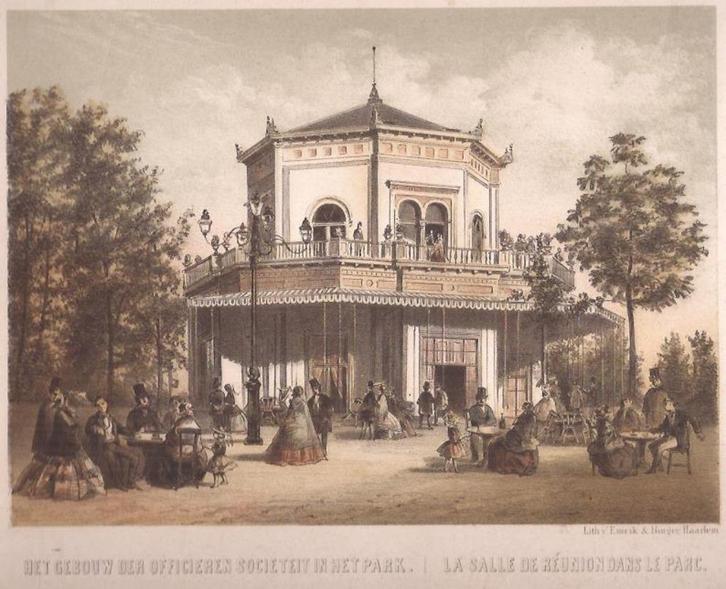 Rotterdam. Het gebouw der officieren societeit in het park, Antiek en Kunst, Kunst | Etsen en Gravures, Ophalen of Verzenden