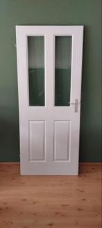 Rechtsdraaiende opdekdeur met glas, Doe-het-zelf en Verbouw, Deuren en Horren, Ophalen, Gebruikt, 80 tot 100 cm, Binnendeur