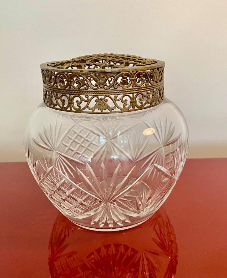 Vaas geslepen met rooster begin 1900, Antiek en Kunst, Antiek | Glas en Kristal, Ophalen of Verzenden