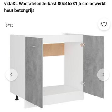 Wastafelonderkast 80x46x81,5 cm betongrijs. Nieuw!