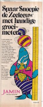 Retro reclame 1976 Jamin Snoepie de Zeeleeuw groeimeter, Ophalen of Verzenden