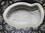 Antieke cremewitte puddingvorm vis met onderschaal 32,5x22cm, Antiek en Kunst, Ophalen of Verzenden
