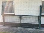 Dubbele draaipoort groen gecoat, Tuin en Terras, Tuinhekken en Hekwerk, Ophalen, Zo goed als nieuw, IJzer, Dubbelstaafmat hekwerk