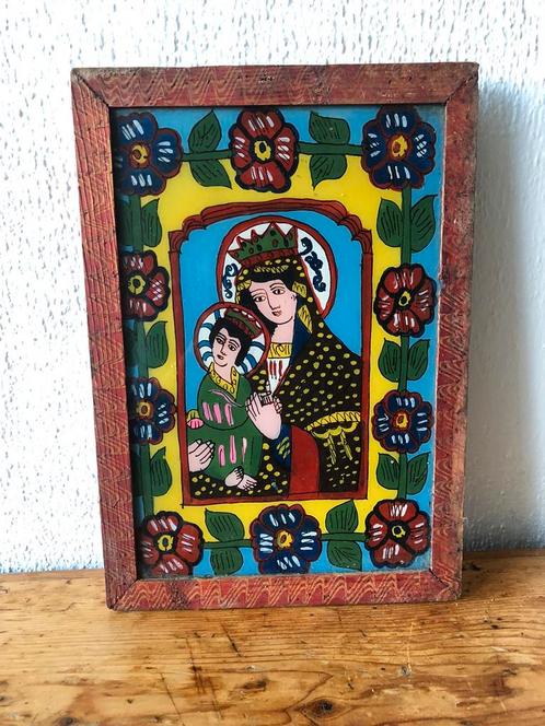 Volkskunst. Achter glas geschilderd schilderij., Antiek en Kunst, Antiek | Religie, Ophalen of Verzenden