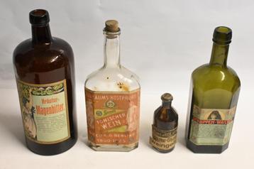 4 x 100 jaar oude fles en etiket duitsland wijn geneeskracht beschikbaar voor biedingen