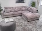 !!ACTIE!! Bruine ribstof hoekbank, gratis levering, Verzenden, Hoekbank, 300 cm of meer, Metaal