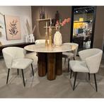 ⚠️OP=OP⚠️Eleonora Eetkamerstoel Santos Beige Boucle stof, Huis en Inrichting, Stoelen, Ophalen, Overige kleuren, Nieuw, Metaal