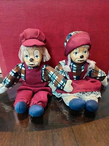 Twee Vintage Clown Poppen, 15cm beschikbaar voor biedingen