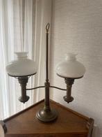 Dubbele Koperen Tafel  Lamp, Antiek en Kunst, Ophalen