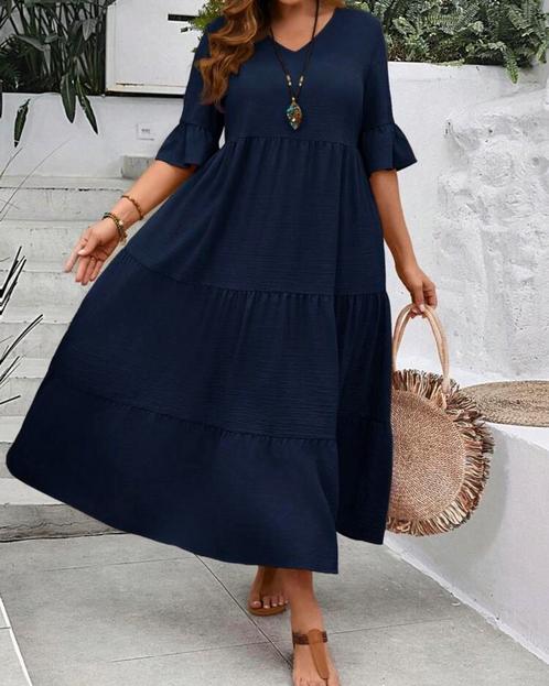 Jurkje Demi Donkerblauw ** NIEUW **, Kleding | Dames, Grote Maten, Nieuw, Jurk, Blauw, Verzenden