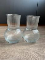 Vaasjes (2x), Ophalen of Verzenden, Zo goed als nieuw, Glas, Minder dan 50 cm