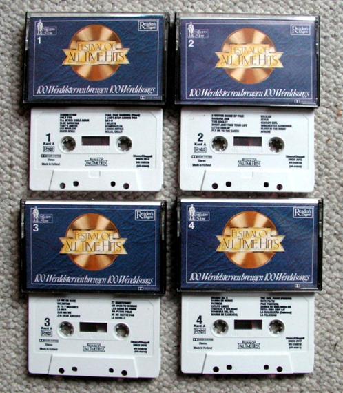 Festival Of All Time Hits 100 nrs 4 cassettes 1982 ZGAN, Cd's en Dvd's, Cassettebandjes, Zo goed als nieuw, Origineel, Verzamelalbums