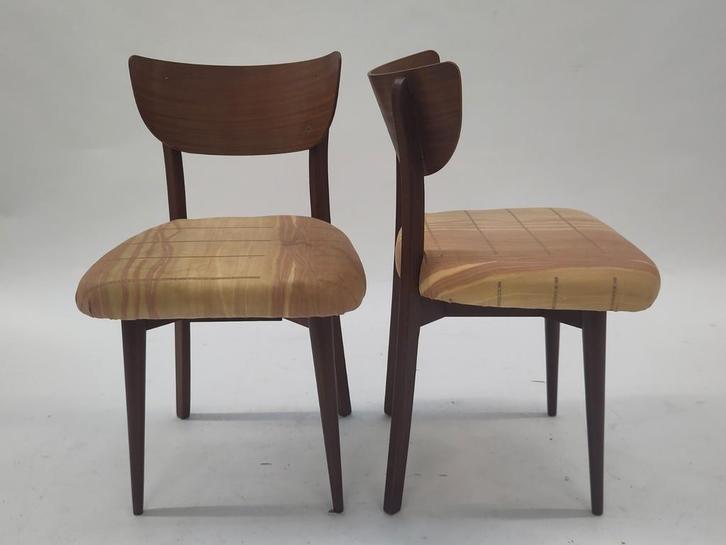 2x vintage eetkamerstoel teak hout stoel hout eettafelstoel, Huis en Inrichting, Stoelen, Gebruikt, Twee, Hout, Bruin, Ophalen