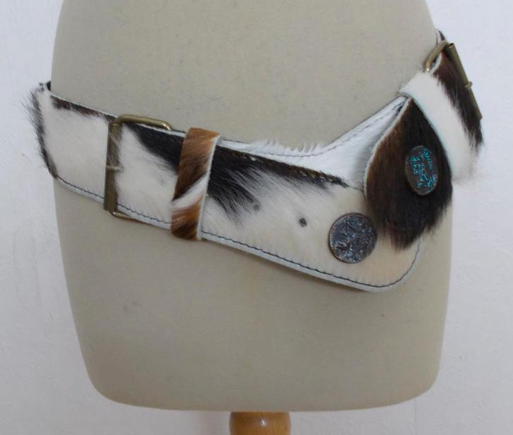 Stoere Ibiza/western/festival koeienhuid riem, Kleding | Dames, Riemen en Ceinturen, Zo goed als nieuw, Heupriem, 100 cm of meer