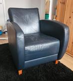 Donkerblauwe leren fauteuils in prima staat, Ophalen, Gebruikt, Retro, 50 tot 75 cm