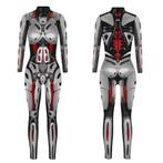 Dames catsuit 13 bodysuit robot rood zilveren sexy jumpsuit, Verzenden, Maat 46/48 (XL) of groter, Nieuw, Overige thema's