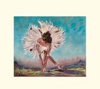 Ballerina Schilderij met Bladgoud - Gesigneerd, Antiek en Kunst, Kunst | Schilderijen | Klassiek, Ophalen of Verzenden