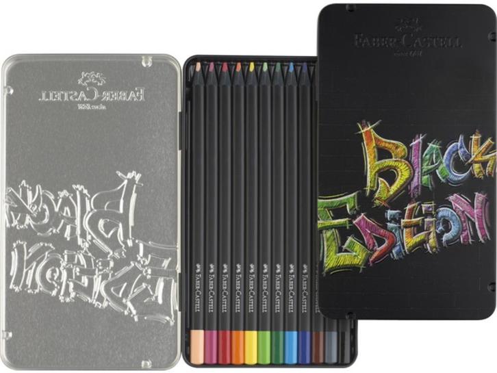 Stoere Black Edition kleurpotloden in blik van Faber Castell, Hobby en Vrije tijd, Tekenen, Nieuw, Potlood of Stift, Ophalen of Verzenden