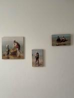 3 schilderijtjes op hout, Antiek en Kunst, Ophalen of Verzenden