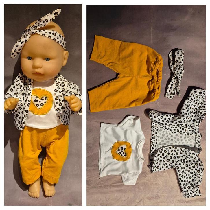 Nieuwe Poppenkleding 43cm pop panterprint, Kinderen en Baby's, Speelgoed | Poppen, Nieuw, Babypop, Ophalen of Verzenden