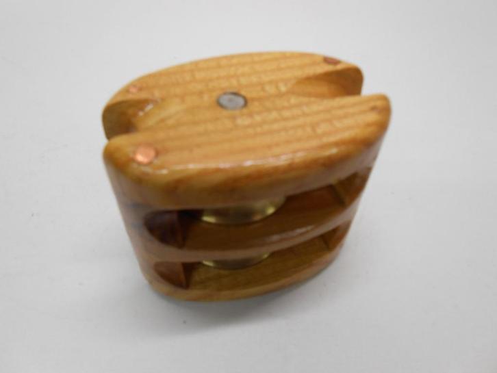 Houten Blok / Katrol, Stropblok, dubbelschijfs, 10 - 12 mm, Watersport en Boten, Accessoires en Onderhoud, Nieuw, Lijn of Blok