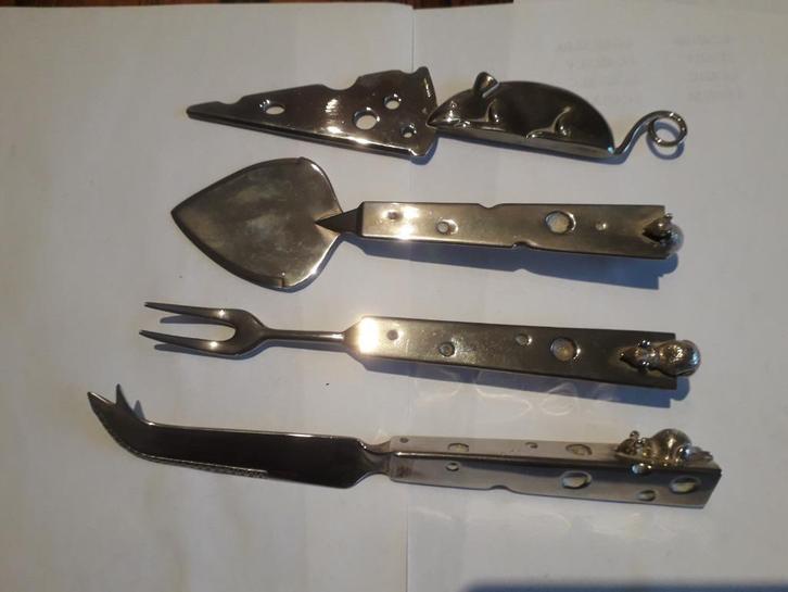 VINTAGE VERZILVERD UNIEK KAASBESTEK met MUIZEN van GODINGER, Antiek en Kunst, Antiek | Goud en Zilver, Ophalen of Verzenden