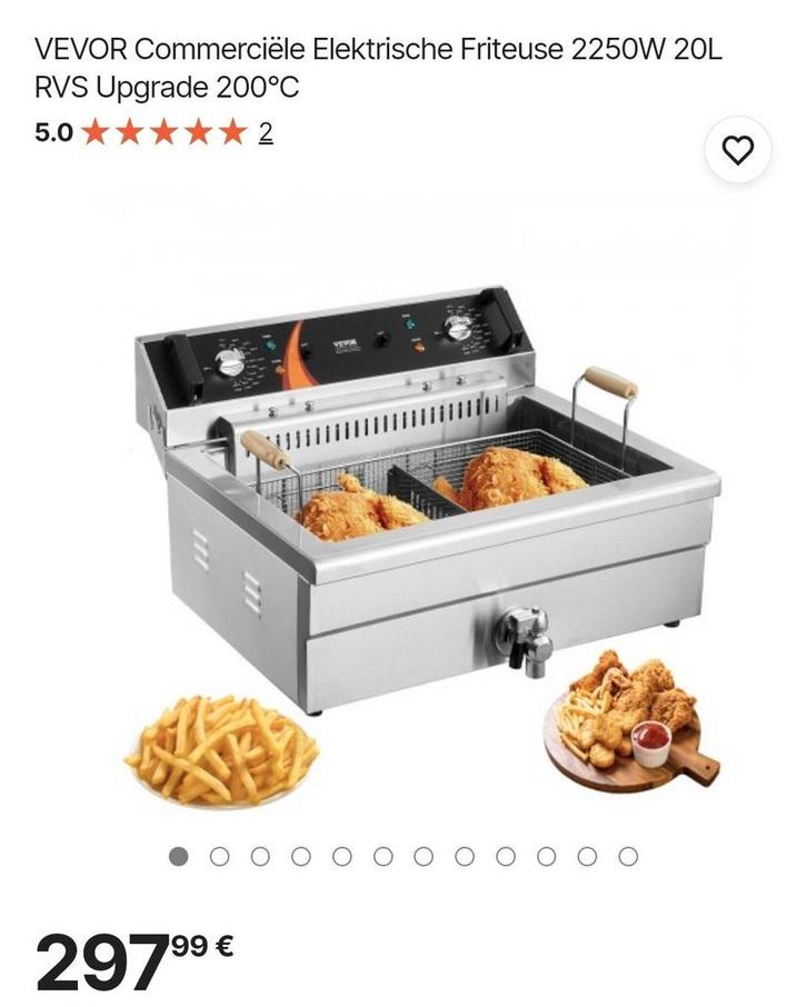 20L VEVOR Commerciële Elektrische Friteuse 2250W RVS Upgrade, Witgoed en Apparatuur, Frituurpannen, Nieuw, 4 liter of meer, Duo-friteuse
