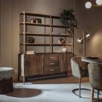 OPRUIMING Buffetkast Boekenkast Belvedere €1759 NU €1199 12, 200 cm of meer, 150 tot 200 cm, Nieuw, Buffetkast Boekenkast Belvedere Mango Hout Goud Woonprogramma