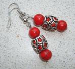 Oorbellen van rood natuursteen en strass kralen, Info.adorabeads@gmail.com, Overige materialen, Adorabeads, Verzenden
