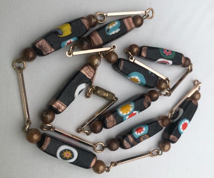 Ercole Moretti Millefiori kralen ketting - Vintage Italy, Sieraden, Tassen en Uiterlijk, Antieke sieraden, Ketting, Overige materialen