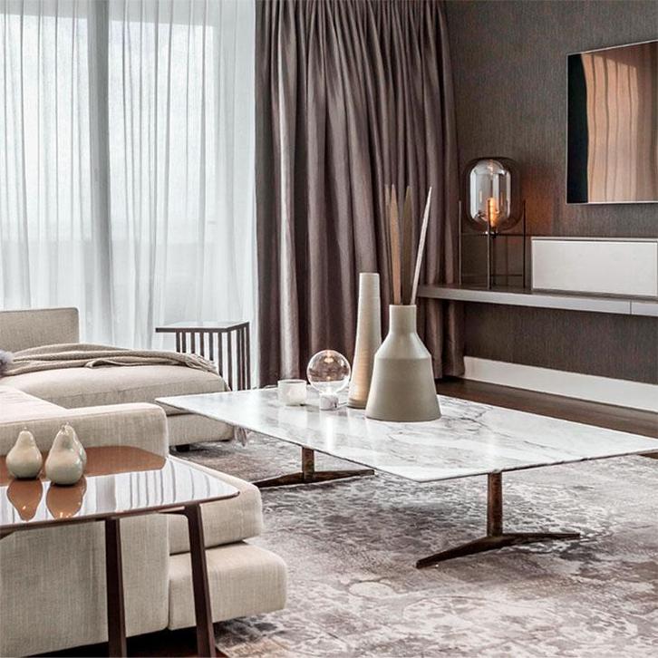 Flexform Fly coffeetable 80x130cm calacatta Oro showmodel, Huis en Inrichting, Tafels | Salontafels, Nieuw, 200 cm of meer, Rond