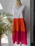 Zara lola liza jurk roze oranje wit katoen 40 42 l xl, Verzenden, Maat 42/44 (L), Zo goed als nieuw, Onder de knie