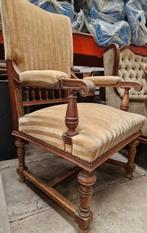 Antieke eiken gestreepte kerkstoel fauteuil, Antiek en Kunst, Ophalen