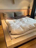 Tweepersoons bed; wite wash look, 210 cm, Tweepersoons, Ophalen of Verzenden, Zo goed als nieuw