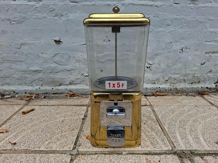 Oude gouden metalen Brabo kauwgom automaat, Verzamelen, Automaten | Overige, Gebruikt, Ophalen of Verzenden