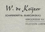 FACT. W.DE KEIJZER BLARICUM 1948, Ophalen of Verzenden, Gebruikt, Overige typen