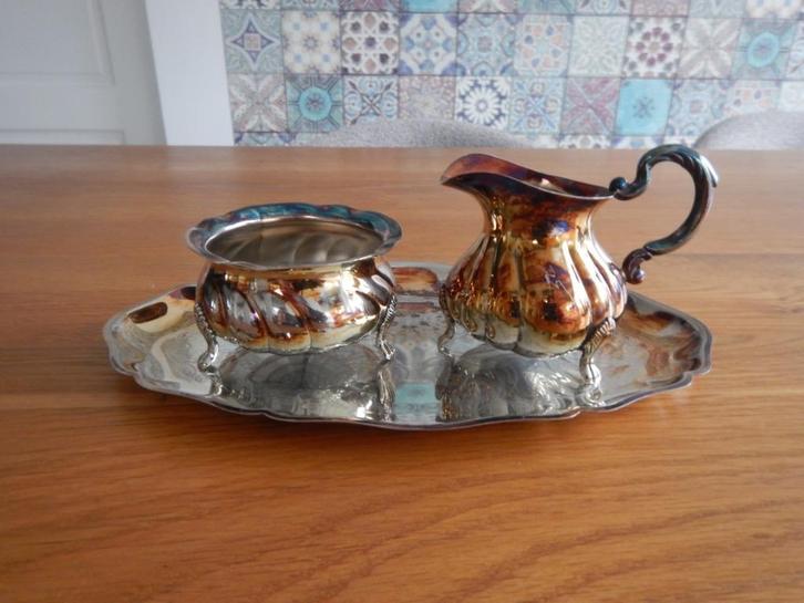 Verzilverd Roomstel Klassiek Model, Antiek en Kunst, Antiek | Keukenbenodigdheden, Ophalen of Verzenden